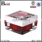 15 30 50g Square Acrylic Crystal Cosmetic Jar Luxury Red Crystal Cosmetic Jar for Face Cream thumbnail-1