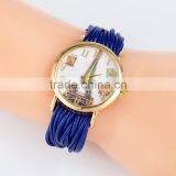 Charming Beautiful Tower Luxury Watch Women Weave Rhinestone Leather Bracelet Nylon Braided Strap Wristwatch