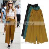 Fashion Indian Women Casual Pants Wide Leg Trousers With Elastic Band thumbnail-1