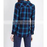 Wholesale Women Collar Long Sleeves Buttoned Cuffs Hunter Checked Shirt(DQE0152T) thumbnail-3
