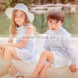 2017 Wholesale Manufacturer Bule Stripe Baby Girl Clothes Fancy 100%cotton Kids Summer Dress thumbnail-4