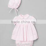 Spring and Summer Cute Pink Newborn Baby Clothes Persnickety Outfits Ruffle Smocked Children Clothing Wholesale thumbnail-1