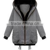2-Layer Hooded Long Sleeve 2-Layer Zipper Pure Cotton Coat for Women thumbnail-2
