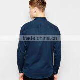 HOYUGO Navy Twill Shirt With Shirt Button Down Collar thumbnail-2