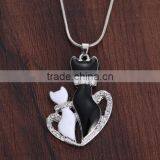 High End Metal Enamel Yin Yang Cat Necklace Black and White Animal Pendant Necklace for Couple thumbnail-6