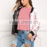 MGOO 2017 Produced Reversible Satin Jackets Custom Embroidery Back Bomber Jackets Raglan Sleeves Pink thumbnail-3