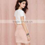 MGOO High Quality Wool Skirt For Women Winter Knitted Plain Pink Bodycon Short Skirts 142M411 thumbnail-6