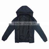 Single Plain Black Removable Hood Mens Fall Jacket thumbnail-3