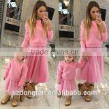 Stylish Mommy And Me Skirts Matching Pullover Sweatshirt Mommy And Baby Matching Tu Tu Dress For Girl thumbnail-3
