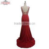 Custom Beading Dress Elegant Red Evening Dress thumbnail-3