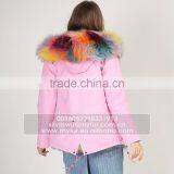 Myfur Pink Shell Fashion Lady Parka Jacket With Real Fur Lining Fox Body Fur Hood thumbnail-4