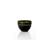 Custom Decorative Glass Bowls Black with Yellow for Restaurant