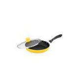 28cm Stamped Nonstick Aluminum Flat Frying Pan With Glass Lid thumbnail-1