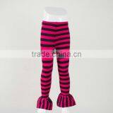 Hot sell ruffle boutique bottom toddler and children pants red and black girls kids stripe ruffle pants
