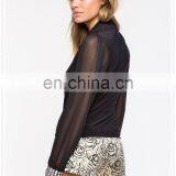 OEM Cheap Fashion Sexy Long Sleeves Black Women Chiffon Blouse 2015 thumbnail-3