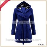 new women fashion long jacket with pocket and hat ladies winter pictures dust coats