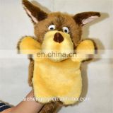 custom kids plush toys yellow weasel stuffed wolf hand puppet