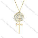 2017 newest fashion stainless steel snail cross necklace with long chain