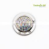 China Wholesale Customized Foldable Metal Handbag Hook , Rhinestone Design Metal Hook for Bag thumbnail-2