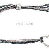 Wholesale Simple Design Silver Plating Small Open Heart With Mix String Friendship Bracelets