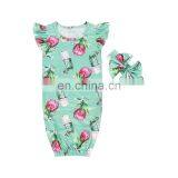 Colorful Blooming Flower Pattern Flutter Sleeve Wholesale Baby Girls Sleeping Bags.matching Headband thumbnail-4