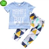 "MAMA'S BOY" Baby Boy Clothes Short Sleeve Cotton T-shirt Tops & Geometric Pant 2PCS Outfit Toddler
