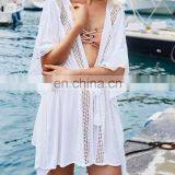 Новый пляжный ковер-белье из белого ленточного хлопка. Плацкодан для купальника. Летнее крючкованное пляжное одеяние. Плацкоданы для купальников. Пляжная платье