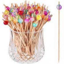 100-Pack Cocktail Picks, Colorful Wooden Toothpicks Cocktail Sticks for Party Appetizers - 4.72 Inch thumbnail-1