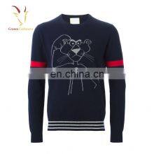 Men's Round Collar Jacquard 100% Cashmere Pullover Knitted Sweater thumbnail-4