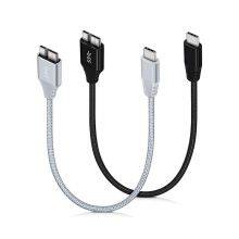 USB C to Micro 3.0 Nylon Braided Metal Connector Type C 3.0 to Micro B Cable, Fast Charging Syncing Compatible for Toshiba Canvio,Westgate,Seagate,Galaxy S5 Note 3 thumbnail-3