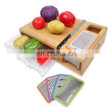 Large Bamboo Cutting Board With 4 Trays for Easy Food Prep and Cleanup thumbnail-1