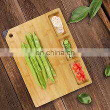 Extra Large Thick Organic Bamboo Cutting Board Butcher Block With 3 Built-In Compartments Juice Grooves Knife Sharpener thumbnail-3