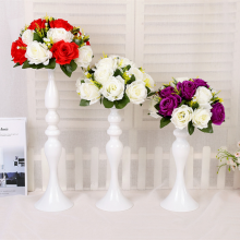 Decorations White Colored Flowers Arrangement Stands Vases Road Lead Centerpieces For Wedding Tables