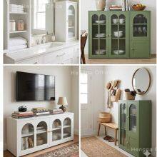 Minimalist Arch Design Metal Credenza SD-O854 With Reeded Glass Door | Steel Office Supplies & Printer Stand Cabinet 350mm Depth for Home Office thumbnail-4