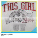 Rhinestone Motif DMC Crystal Material Love Hand Design 21x23cm Clothing Decoration thumbnail-1