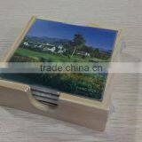 4*4" Water Absorbent Printed Square Ceramic Coasters With Wooden Box