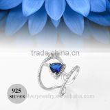 blue stone open size big stone ring designs for women