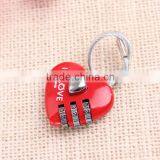 2015 Promotional Gifts Cable Lock Children Lovely Red Heart Padlock thumbnail-3