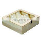Handmade Wooden Tea Bag Decorative Storage Set Boxes With Glass Lid
