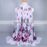 Printe Flower Winter Muslim Viscose Pattern Printe Floral Long Hijab Hijab Scarf Scarves Wrap Headband Shawls thumbnail-3