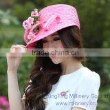Summer / Spring Beautiful Pink Straw Hats For Young Lady thumbnail-3