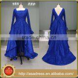 ASAM-02 Square Neckline Long Sleeves Ball Gown High-Low Backless Patterns of Lace Evening Dress