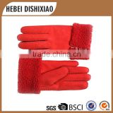 Wholesale High quality fur gloves leather shell women gloves keep warm gloves