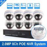 8CH 1080P 2.0MP POE IP Security Camera Kit With 8PCS Dome P2P Cloud NVR System Onvif