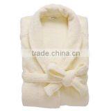 Coral Fleece Bathrobe Beige Robe Shawl Collar Warm Winter Bathrobe