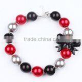 Kid Child Bubblegum Chunky Necklace Set Baby Girls Hot Pink Bowknot Chunky Necklace Baby Jewerly