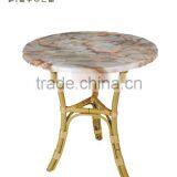 Cast Aluminum Round Tube Woven Rattan Table With Marble MB2313 thumbnail-1