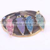 Titanium Agate Quartz Stone Pendant, Gold Plated Edged Arrow Gem Stone Pendant, For Jewelry Making thumbnail-3