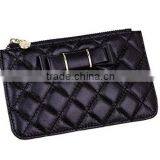 BOSHIHO Lambskin Leather Credit Card Holder Wallet With Keyring Mini Coin Purse