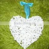 Hanging White Wicker Heart for Christmas and Wedding Decorarion thumbnail-2